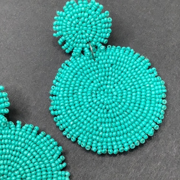 Venus Turquoise large beaded disc statement earrings size 2 EUC - Picture 8 of 8